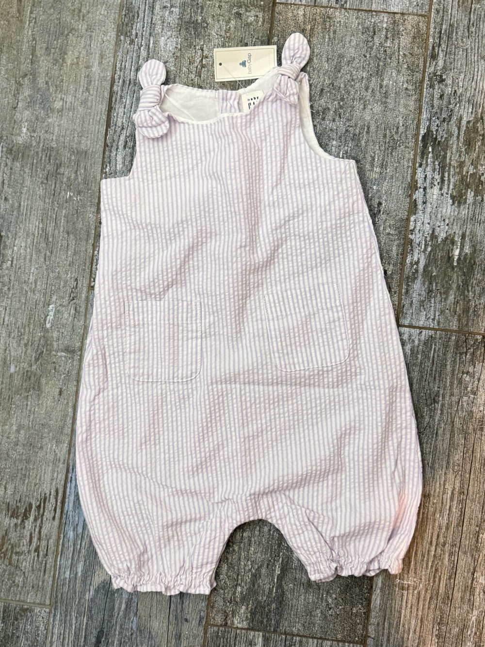 GAP lavender and White Striped Baby Romper